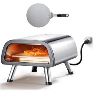 VEVOR Forno Elettrico per Pizza 12 Pollici, Pizzaiolo in Acciaio Inossidabile con Pietra Pizza Spatola, Riscalda Fino a 850°F, Forno per Pizza per Interni ed Esterni per Ristorante, Casa, Campeggio