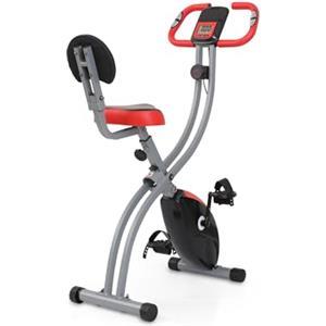 Ultrasport F-Bike Curved Heimtrainer Fahrrad Klappbar I Hometrainer Fahrrad Klappbar mit Komfort-Sattel I Ergometer Heimtrainer, Fitnessbikes, Schwarz-Rot
