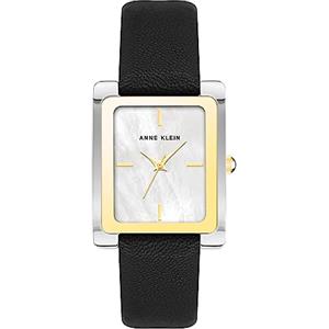Anne Klein - Orologio da donna con cinturino in pelle, Nero/Bicolore