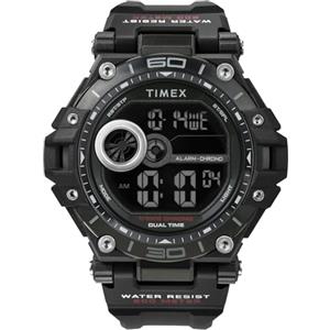 Timex Orologio sportivo da uomo, 52 mm, cinturino in resina nera, quadrante digitale, cassa nera TW5M63400