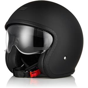 ORIGINE Casco moto Jet Casco da scooter con visiera omologata ECE 22-06(SOLID MATT BLACK,XS)