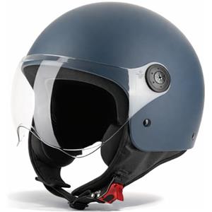 VINZ Duoro Casco Scooter / Moto Donna E Uomo | nelle taglie dalla XS-XXL | Jet con Visiera | Certificato ECE 22.06 | Disponibile in diversi colori - Blu scuro opaco