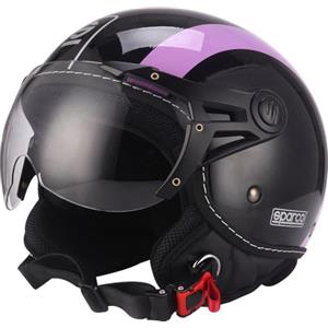 Sparco Riders Demi Jet 22682NGV Casco Moto, Nero/Viola, XL