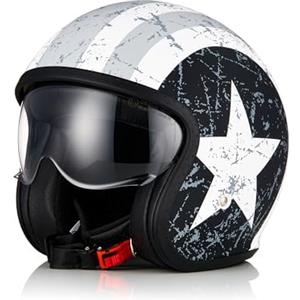 ORIGINE Casco moto Jet Casco da scooter con visiera omologata ECE 22-06(Rebel Star Grey,L)