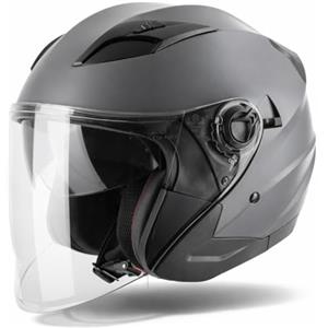 VINZ Calobra Casco Jet Doppia Visiera | Casco Scooter / Moto Donna E Uomo | Certificato ECE 22.06 | nelle taglie dalla XS-XXL - Titanio