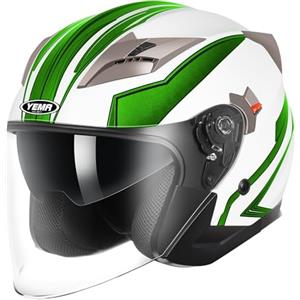 YEMA Casco Jet Moto Aperto Scooter YM-627 Caschi Motorino Vintage ECE Omologato Donna Uomo con Doppia Visiera Parasole, Nero opaco