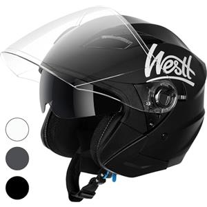 Westt casco moto casco jet doppia visiera omologato ECE 22.06 casco scooter caschi scooter per donna e uomo nero grigio bianco