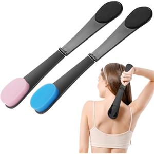 LOPHE Back Applicator, 2PCS Spazzola per la Schiena per Crema Abbronzante con Doppia Testa, Applicatore Crema Schiena da Abbronzante Corpo, Create Abbronzante Naturale（Rosa + Blu）