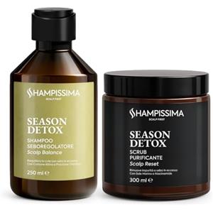 Shampissima Professional, Trattamento Capelli Grassi, Scrub Cuoio Capelluto Purificante e Shampoo Seboregolatore, Ideale per Cute Grassa, 250 ml + 300 ml