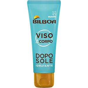 Bilboa, Viso&Corpo, Crema Doposole Viso e Corpo Idratante - Doposole Travel Size con Azione Idratante con IdraBronze e Aloe Vera - Dermatologicamente Testato - Formato da Viaggio da 75 ml