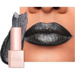 OULAC Rossetto Diamond Lustre, Rossetto Glitter Nero Altamente Pigmentato, Texture fine e Nessuna Sensazione Di Grana, Formula Idratante a Lunga Durata, Vegan (D07) Monodrama