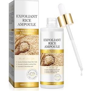 Generisch Exfoliating Rice Ampoule, con acqua di crusca di riso, H & niacinamide, essenza da viaggio per esfoliare, rimuove delicatamente le cellule morte della pelle, dona una lucentezza sana, idrata e nutre