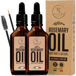 MatiLab Olio di Rosmarino per Capelli, Stimola la Crescita e Previene la Caduta, Rinforzante con Lino e Biotina, Nutre il Cuoio Capelluto Secco, Infoltisce Ciglia e Sopracciglia, Made in Italy 100%