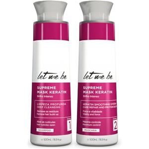Let Me Be - Kit lisciante alla cheratina Supremeliss Mask, 2 in 1, Shampoo e Maschera anti-residui, Pulizia profonda e lisciatura 100% brasiliana, Lunga durata (2x500ml)