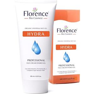 Florence Crema Gel Viso con Ingredienti Antirughe, Acido Ialuronico e Niacinamide. Idratante Donna e Uomo, Hydra Florence Organic Face per Pelle Luminosa, Rivitalizzata e Levigata Texture Leggera,100 ml