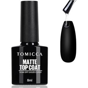 TOMICCA Top Coat Gel UV No Wipe Matt Smalto / Gel LED, Regalo per Salone Unghie Fai da Te Home, 8 ml