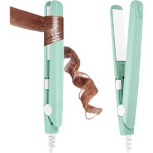 LOPHE Piastra per Capelli da Viaggio, Piastra per Capelli Portatile, Compatta, Leggera, Rivestimento in Ceramica, Temperatura 190°C, per Capelli Corti e Frange, Verde