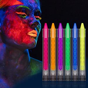 Aomig Vernice Fluorescente, 6 Colori Face Paint Trucchi Fluo, Body Painting Neon Glow Fluo Colori Trucco Viso, Truccabimbi per Halloween, Carnevale, Festa