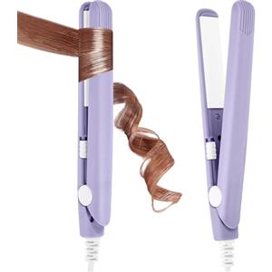 LOPHE Piastra per Capelli da Viaggio, Piastra per Capelli Portatile, Compatta, Leggera, Rivestimento in Ceramica, Temperatura 190°C, per Capelli Corti e Frange, Viola