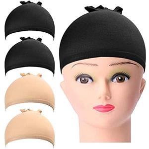 URAQT Parrucca Tappi, 4 Pezzi Calotte per Parrucche di Nylon, Unisex Copricapo Aggiornate Elastici a Rete, Copricapo di Parrucche per Uomini e Donne, nude e nero