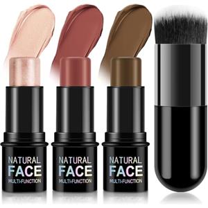 LOPHE Crema Multi-Stick per Contorno, 3 Pezzi Trucco per Guancia, Illuminante Viso e Bronzer Contour, Luminoso per Il Trucco Del Viso(Set B)