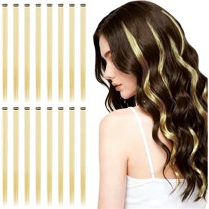AOOSA 16 Pezzi Extension Capelli Colorati Con Clip, 55 cm Hair Extensions, Extension Capelli Clip per Bambini Ragazze Donne Cosplay Festival Feste Halloween