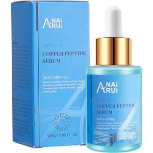 ANAI RUI ANAiRUi Siero Peptidi Viso di rame - GHK-CU Siero Antirughe, anti-età, anti-invecchiamento, Siero viso con acido ialuronico e peptidi - per pelli mature, idratante, rivitalizzare la pelle, 30 ml