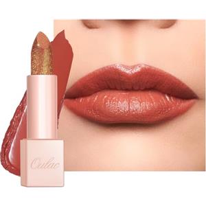 OULAC Rossetto Idratanti Finitura Lucida, Rossetto Glitter Marrone Rossastro Per Labbra Secche, Balsamo Labbra con Luminous Finish, Formula Idratante a Lunga Durata, Infinity Moisture, Vegan 09 Fussy