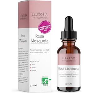 Leucosia Phytocosmetics Leucosia Olio di Rosa Mosqueta Puro Biologico 50 ml per Rughe, Cicatrici e Smagliature, Rosehip Oil per Viso, Corpo, Mani, Olio di Rosa Canina Puro per Pelle Secca