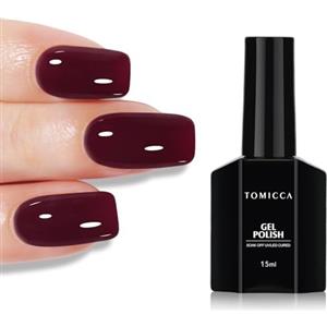 TOMICCA 15ml Smalto gel per unghie in gommalacca, rosso scuro ciliegia prugna, Smalto Semipermanente Unghie UV, arte Manicure fai da te Regali