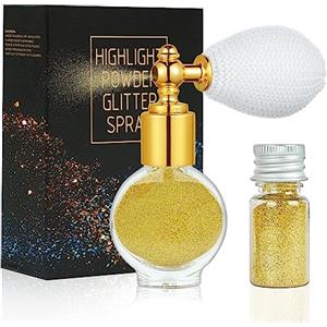 AOOWU Spray glitterato, glitter per viso e corpo, spray con glitter per capelli, trucco e polvere luccicante per capelli e corpo, ideale per Natale e rave party (oro/B)