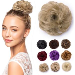 Elailite Chignon Facile Per Capelli Finto Biondo Cenere, Ciambella Parrucca Coda Corta Accessori Donna Forcine Protesi Topper Toupet Ferma Extension Per Capelli Ricci 35g