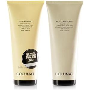 COCUNAT - Pack Rich per capelli secchi - Shampoo e balsamo naturali - Capelli danneggiati o tinti - Idrata, nutre e ristruttura - Senza solfati e silicone - Adatto al Metodo Curly
