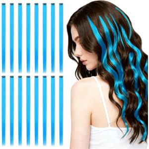 AOOSA 16 Pezzi Extension Capelli Colorati Con Clip, 55 cm Hair Extensions, Extension Capelli Clip per Bambini Ragazze Donne Cosplay Festival Feste Halloween