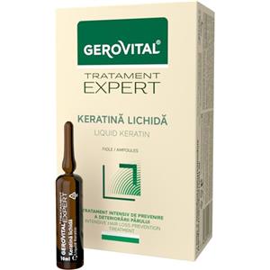 GEROVITAL Fiale con Cheratina Liquida - Siero Intensivo Ristrutturante per Capelli Danneggiati, Secchi e Fini, Effetto Rinforzante e Protettivo, 10 x 10 ml Gerovital Tratament Expert