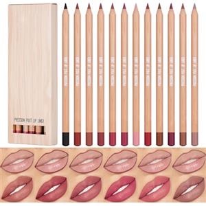 LOPHE Matita Labbra, 12 colori Set di Lip Liner, Penna per Labbra Impermeabile, Ruotabile, Cremosa e Liscia, Non Sbava, A Lunga Tenuta, per Contornare le Labbra, Serie Opaca B