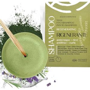 Senso Naturale Shampoo Solido Capelli Ricci Rigenerante e Anticrespo con Spirulina, Fieno Greco e Argilla Verde | 100% Ecologico e Naturale | PH 4.5-5.5