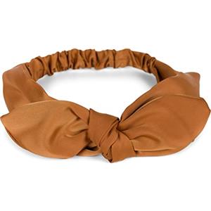 styleBREAKER Fascia per capelli da donna in tinta unita con fiocco e fascia elastica, fascia per fronte, fascia per capelli, Pinup, Rockabilly 04026035, colore:Cognac