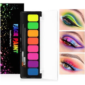 LOPHE Fluorescenti Matite Trucco per Viso e Corpo, 8 Colori Lavabile UV Fluorescente Colorato Neon Kit, Pittura Corpo Sicuro e Non Tossico per Feste, Cosplay, Halloween e Natale