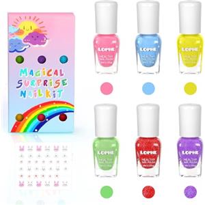 LOPHE Smalto per Unghie per Bambini, Set di Smalti Peel-Off a Base d'Acqua 6 Pezzi, Smalto Bambina Non Tossico per Ragazze, Regalo per Bambini, 4ML, con Adesivi (A)