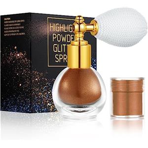 AOOWU Spray in polvere glitterata, spray illuminante per il corpo da donna, polveri scintillanti per corpo, capelli, viso e vestiti, marrone