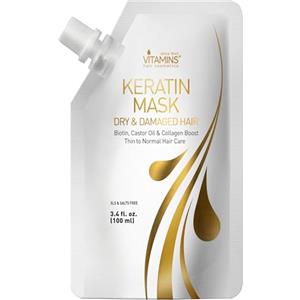 VITAMINS hair cosmetics Vitamins Keratin Mask per Capelli alla Cheratina - Balsamo per Trattamento Profondo alla Biotina, Proteine del Collagene e Olio di Cocco - Capelli Danneggiati Sottili e Secchi