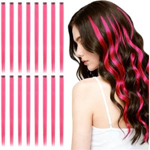 AOOSA 16 Pezzi Extension Capelli Colorati Con Clip, 55 cm Hair Extensions, Extension Capelli Clip per Bambini Ragazze Donne Cosplay Festival Feste Halloween