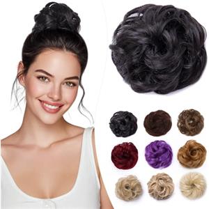 Elailite Chignon Facile Per Capelli Finto Castano Scuro, Ciambella Parrucca Coda Corta Accessori Donna Forcine Protesi Topper Toupet Ferma Extension Per Capelli Ricci 35g