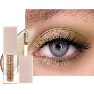 LOPHE Diamond Shimmer, ombretto liquido ad asciugatura rapida e durata lunga, con applicatore, eyeliner liquido altamente pigmentato, trucco per occhi fine e scintillante (oro champagne)