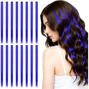 AOOSA 16 Pezzi Extension Capelli Colorati Con Clip, 55 cm Hair Extensions, Extension Capelli Clip per Bambini Ragazze Donne Cosplay Festival Feste Halloween