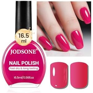 JODSONE Smalto rosso rosa da 16,5 ml, grande volume, ad asciugatura rapida, lucentezza di lunga durata, unghia per dita dei piedi, fai da te, casa, viaggi, idea regalo