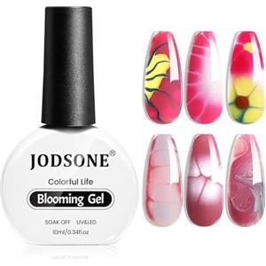 JODSONE 10 ML Blooming Gel Smalto Semipermanente per Unghie Soak Off UV LED in Gel, Clear Marble, Stampa Floreale, Design Acquerello per Donna