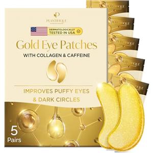 PLANTIFIQUE Patch Occhi Antirughe Donne e Uomini | Oro 24K Maschera Occhiaie e Borse | Skin Care Kit Viso Crema Contorno Occhi Idratante | 5 Paia di Cerotti