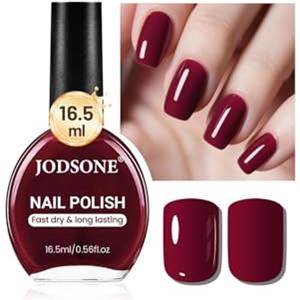 JODSONE Smalto rosso scuro da 16,5 ml, grande volume, ad asciugatura rapida, lucentezza di lunga durata, unghia per unghie, nail art, fai da te, per la casa, i viaggi, le unghie